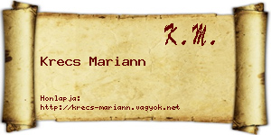 Krecs Mariann névjegykártya